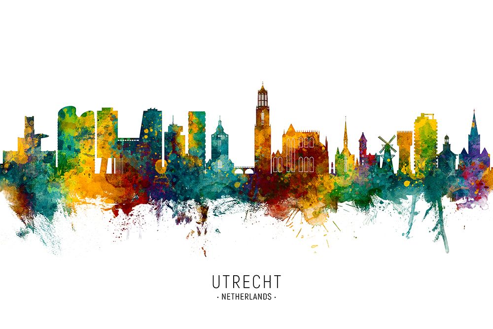 Utrecht The Netherlands Skyline art print by Michael Tompsett for $57.95 CAD
