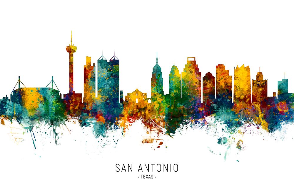 San Antonio Texas Skyline art print by Michael Tompsett for $57.95 CAD