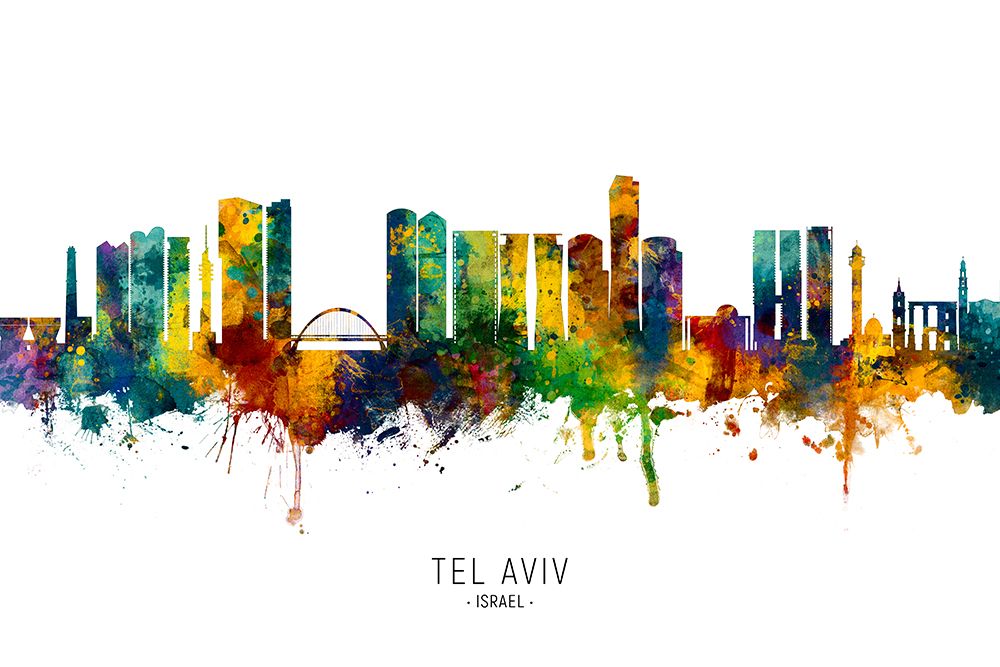 Tel Aviv Israel Skyline art print by Michael Tompsett for $57.95 CAD