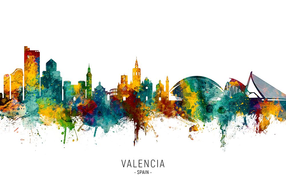 Valencia Spain Skyline art print by Michael Tompsett for $57.95 CAD