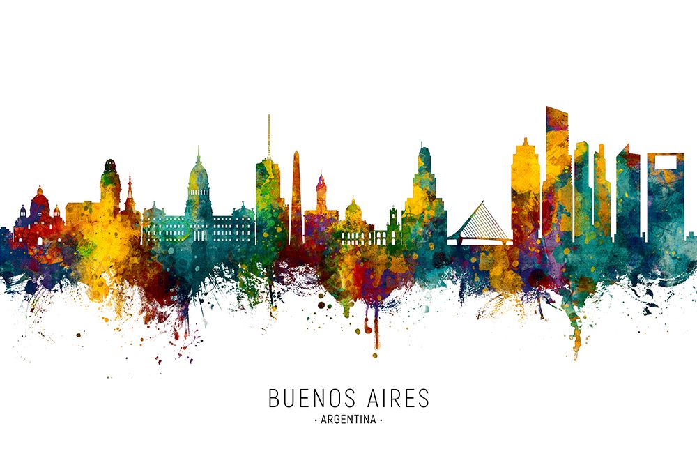 Buenos Aires Argentina Skyline art print by Michael Tompsett for $57.95 CAD