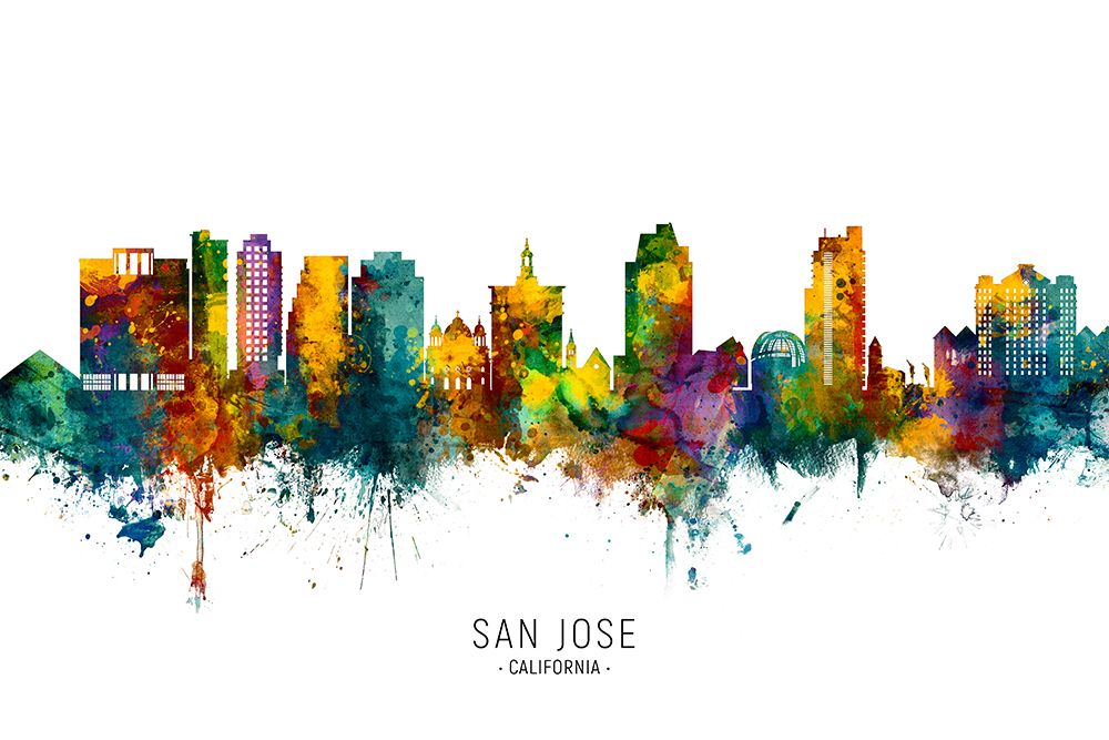 San Jose California Skyline art print by Michael Tompsett for $57.95 CAD