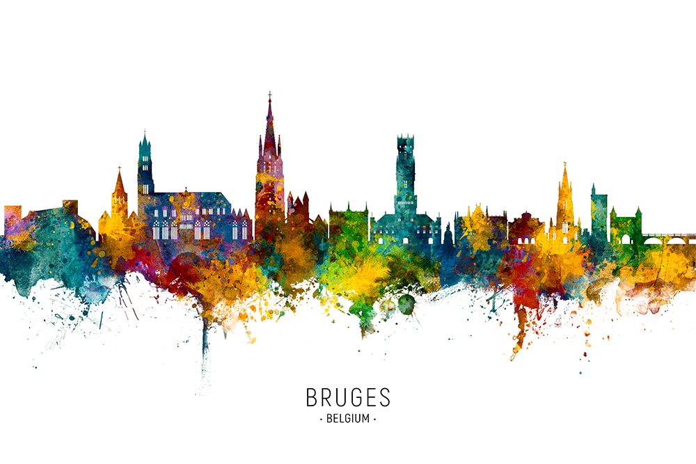 Bruges Belgium Skyline art print by Michael Tompsett for $57.95 CAD