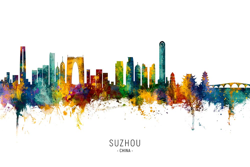 Suzhou China Skyline art print by Michael Tompsett for $57.95 CAD