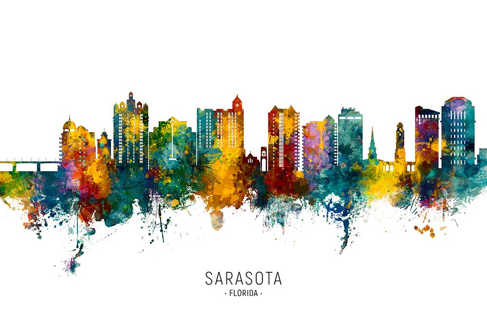 Sarasota Florida Skyline art print by Michael Tompsett for $57.95 CAD