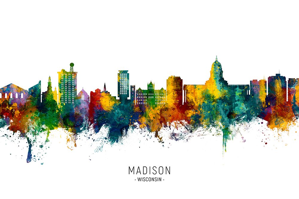 Madison Wisconsin Skyline art print by Michael Tompsett for $57.95 CAD