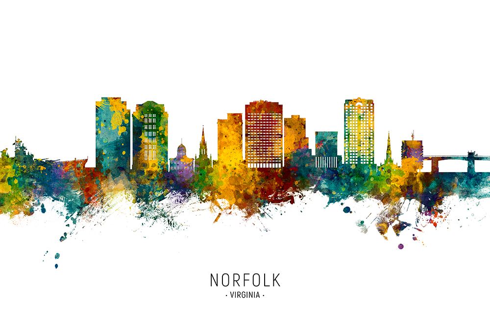 Norfolk Virginia Skyline art print by Michael Tompsett for $57.95 CAD