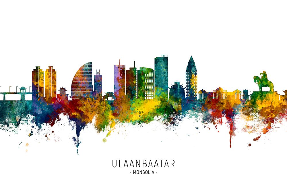 Ulaanbaatar Mongolia Skyline art print by Michael Tompsett for $57.95 CAD