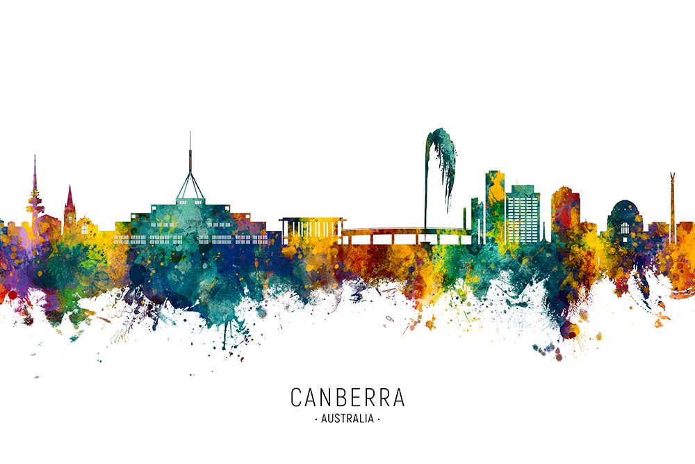 Canberra Australia Skyline art print by Michael Tompsett for $57.95 CAD