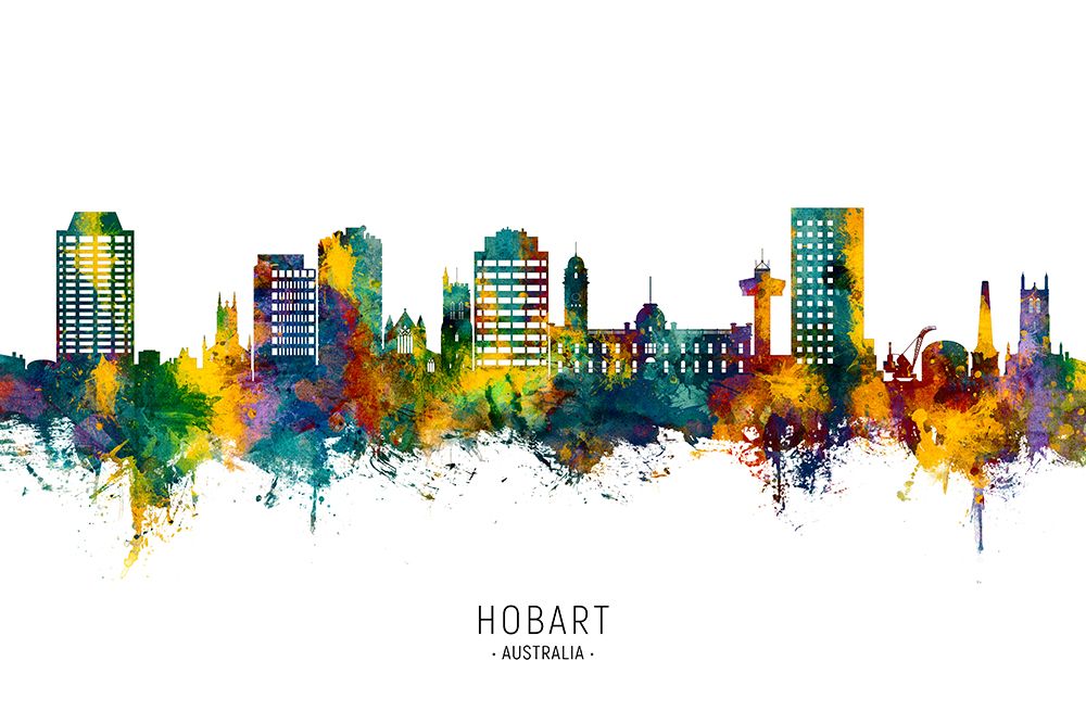 Hobart Australia Skyline art print by Michael Tompsett for $57.95 CAD