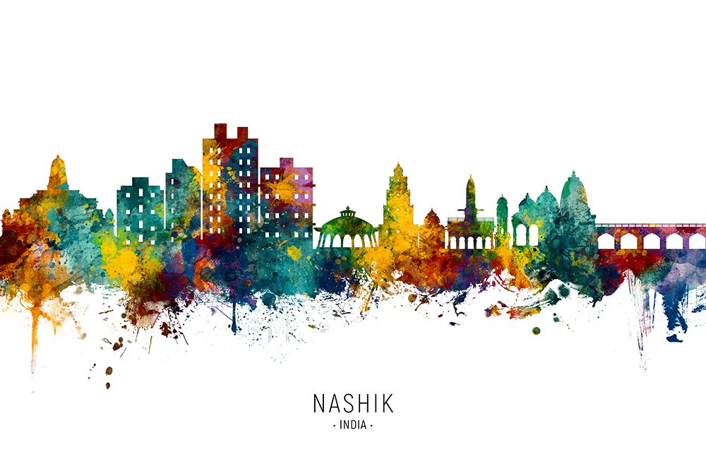 Nashik Skyline India art print by Michael Tompsett for $57.95 CAD