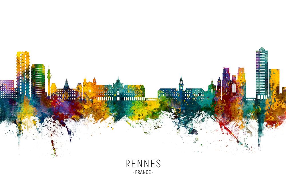 Rennes France Skyline art print by Michael Tompsett for $57.95 CAD