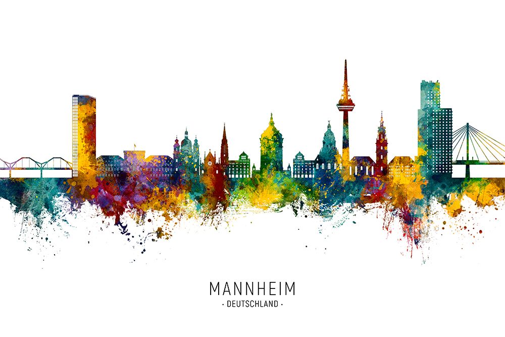 Mannheim Germany Skyline art print by Michael Tompsett for $57.95 CAD