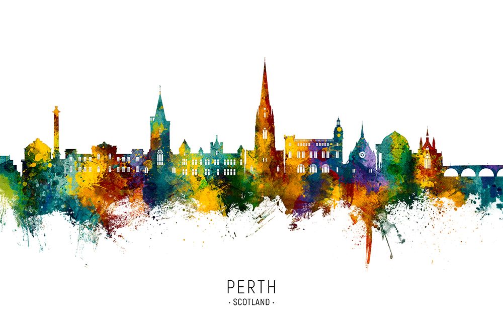 Perth Scotland Skyline art print by Michael Tompsett for $57.95 CAD