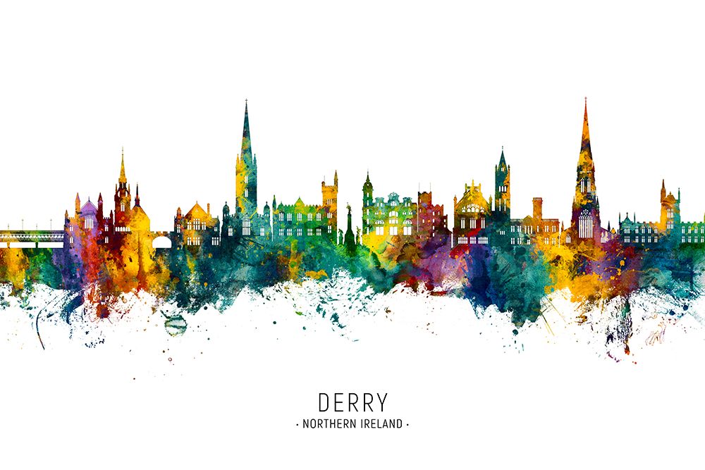Derry Northern Ireland Skyline art print by Michael Tompsett for $57.95 CAD