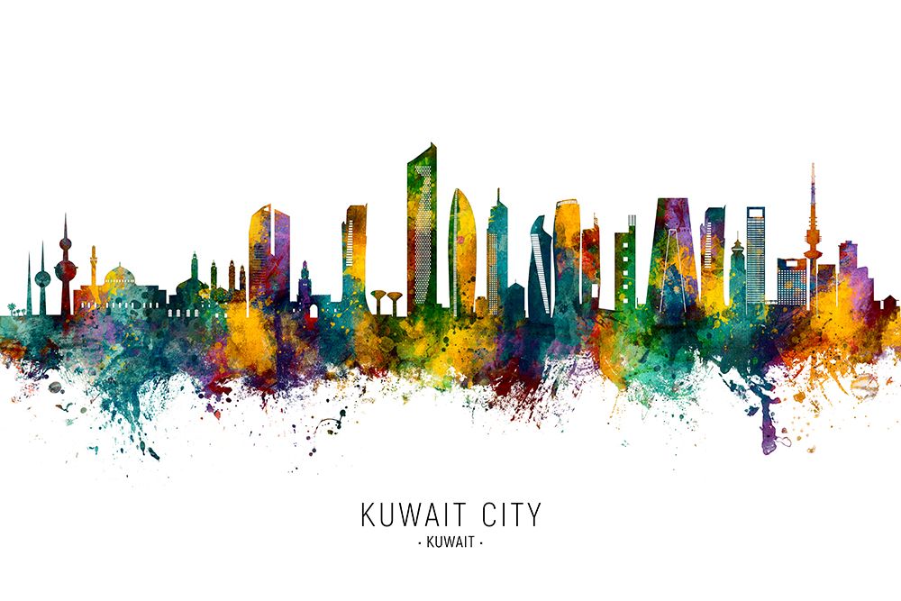 Kuwait City Skyline art print by Michael Tompsett for $57.95 CAD