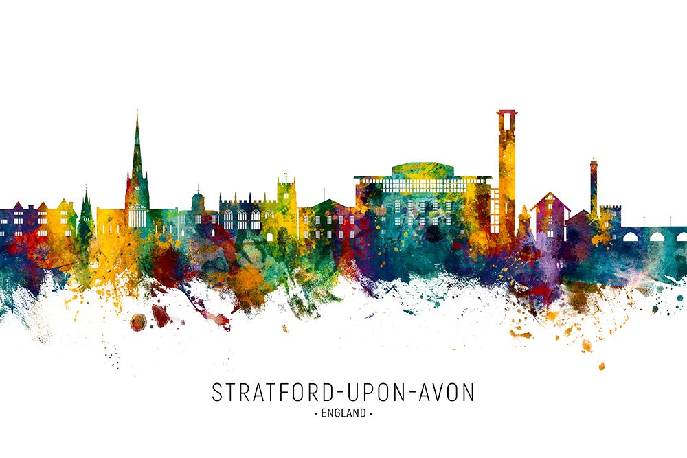 Stratford-upon-Avon England Skyline art print by Michael Tompsett for $57.95 CAD