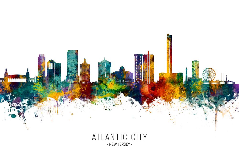 Atlantic City New Jersey Skyline art print by Michael Tompsett for $57.95 CAD