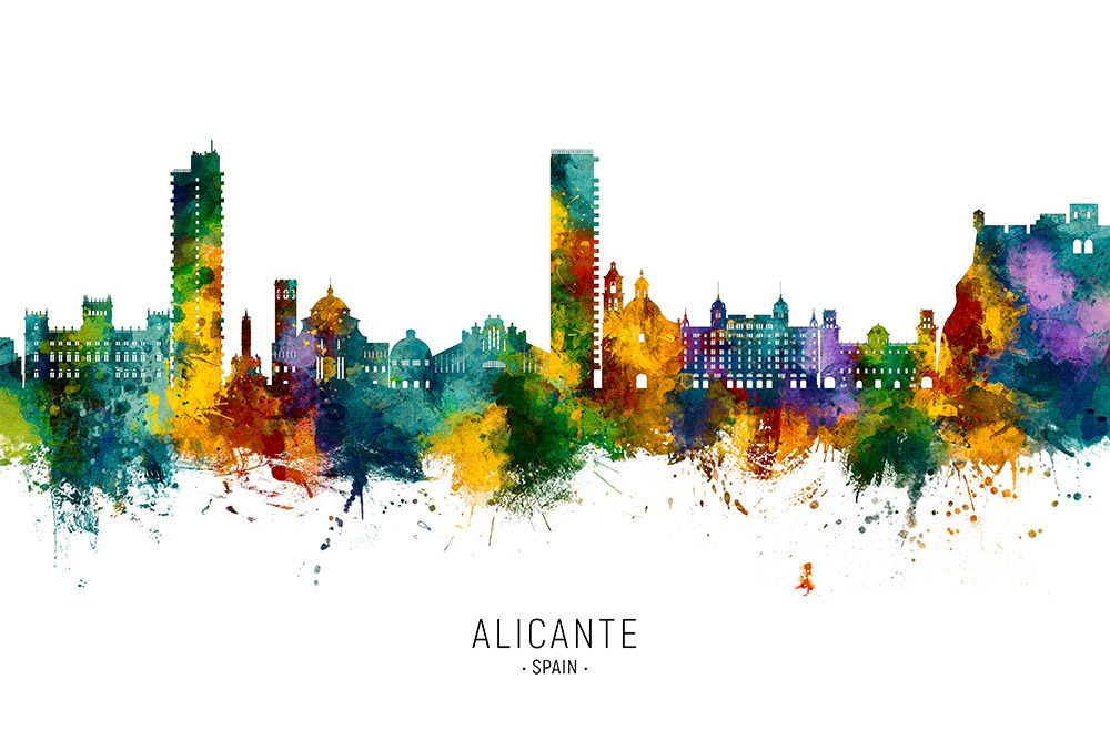 Alicante Spain Skyline art print by Michael Tompsett for $57.95 CAD