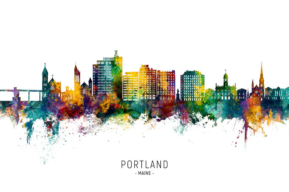Portland Maine Skyline art print by Michael Tompsett for $57.95 CAD