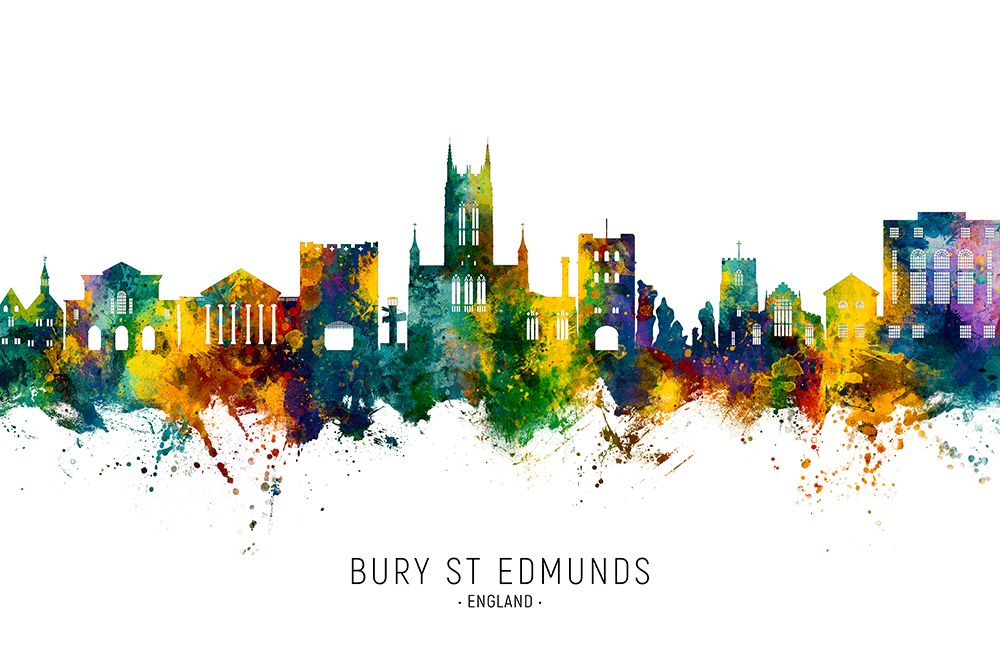 Bury St Edmunds England Skyline art print by Michael Tompsett for $57.95 CAD