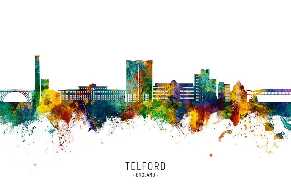 Telford England Skyline art print by Michael Tompsett for $57.95 CAD