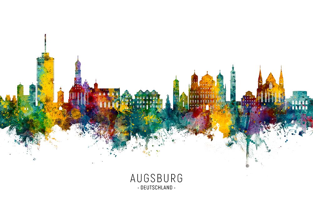 Augsburg Germany Skyline art print by Michael Tompsett for $57.95 CAD