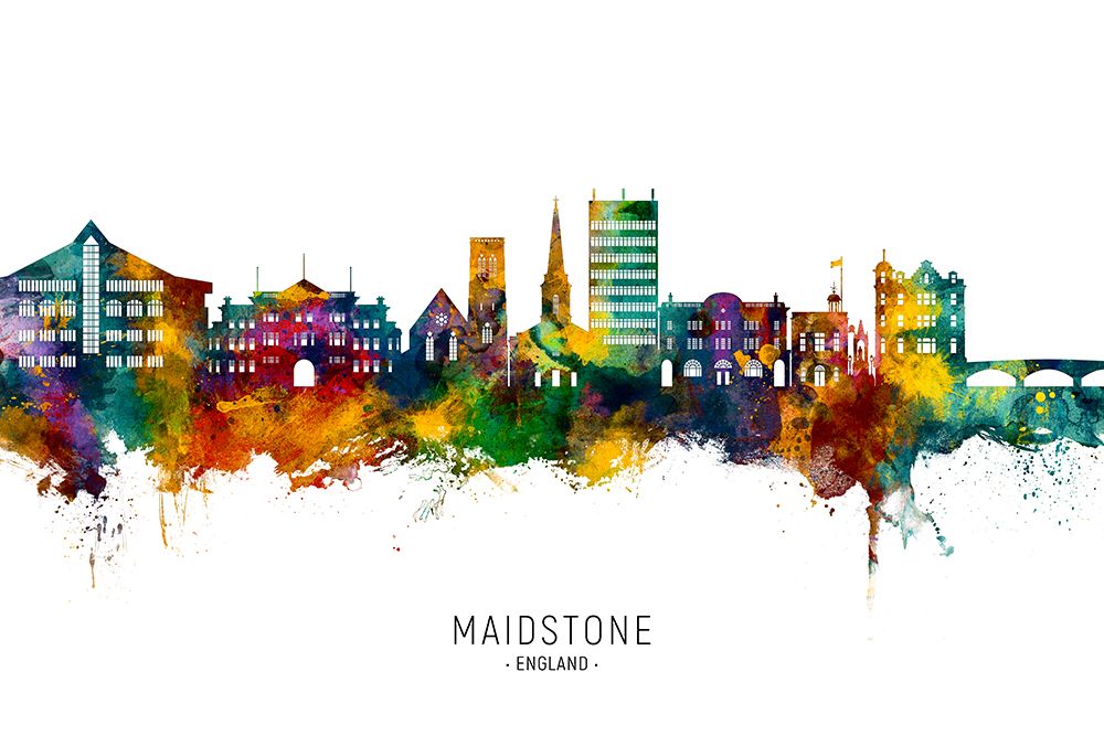 Maidstone England Skyline art print by Michael Tompsett for $57.95 CAD