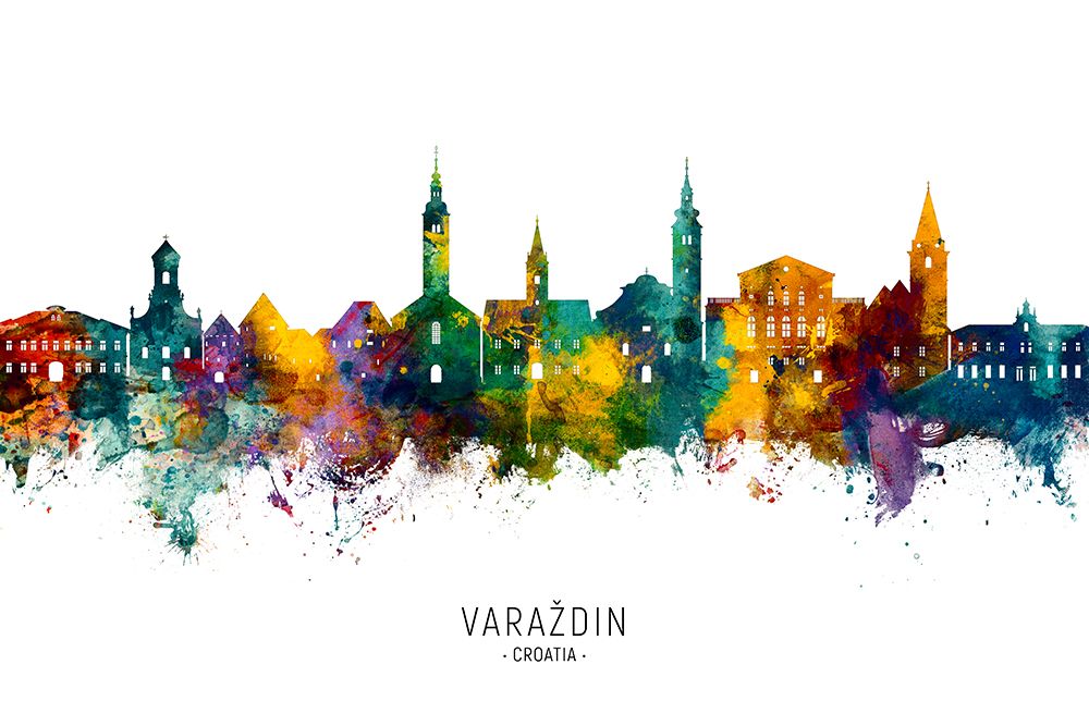VaraAAndfrac34;din Croatia Skyline art print by Michael Tompsett for $57.95 CAD