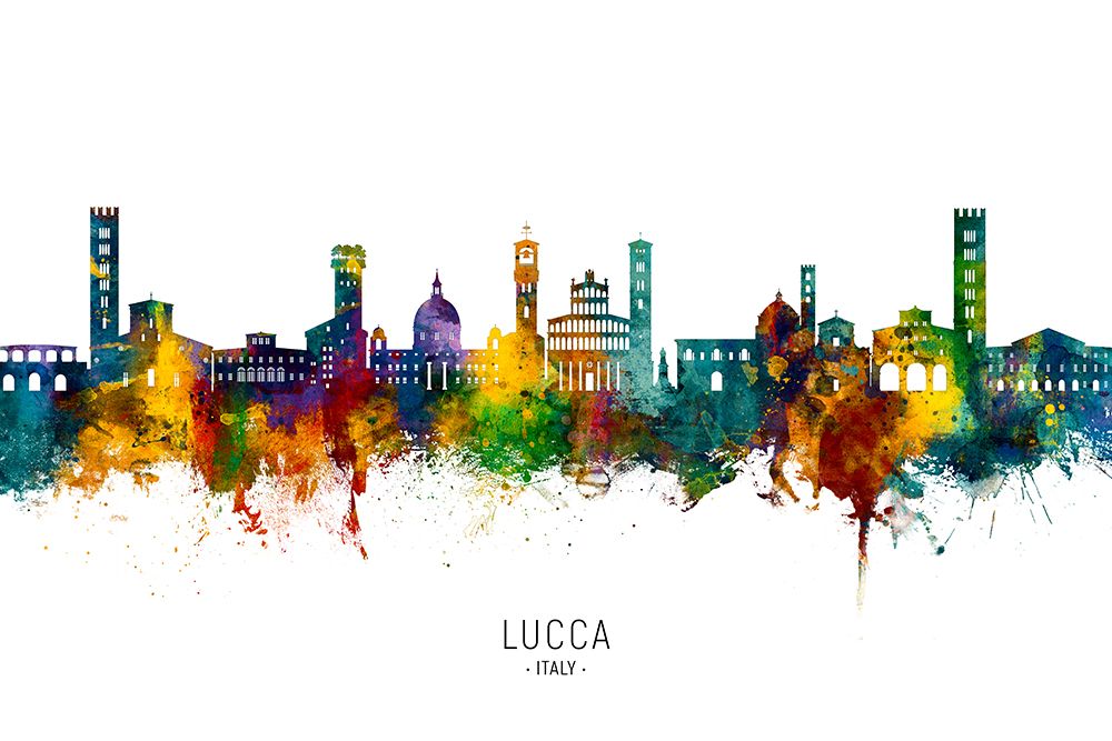 Lucca Italy Skyline art print by Michael Tompsett for $57.95 CAD