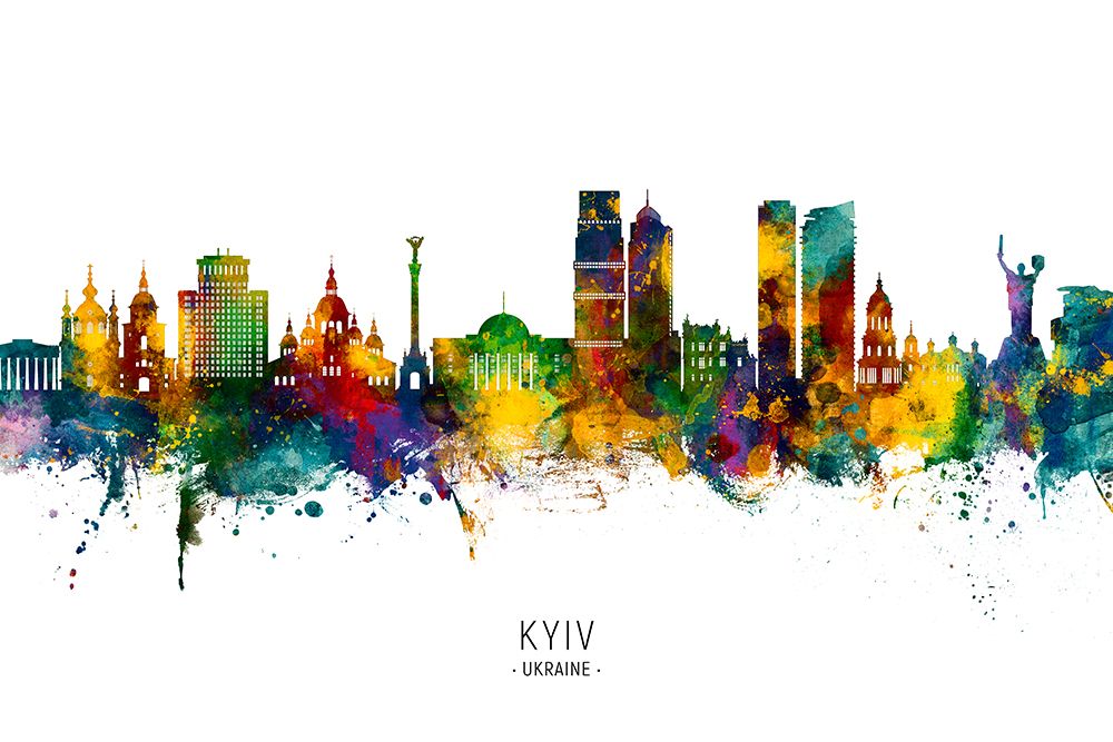 Kyiv Ukraine Skyline art print by Michael Tompsett for $57.95 CAD