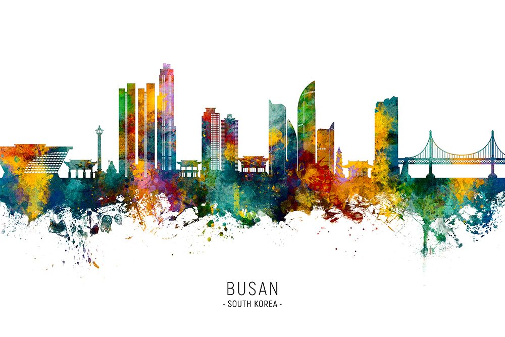 Busan Skyline South Korea art print by Michael Tompsett for $57.95 CAD