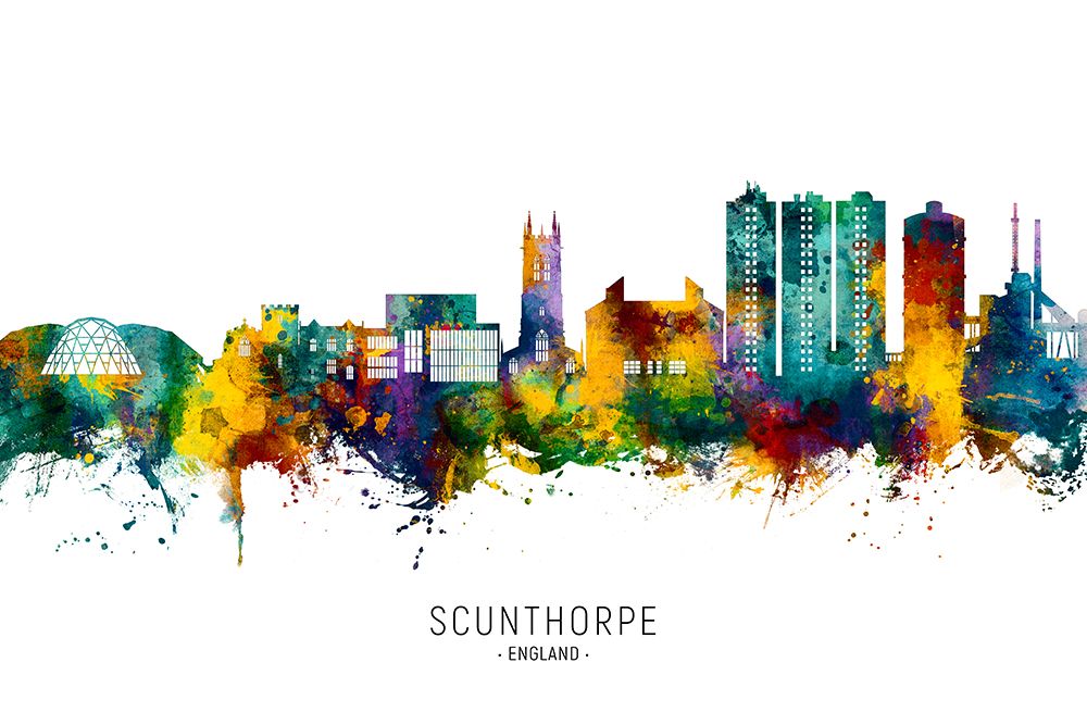 Scunthorpe England Skyline art print by Michael Tompsett for $57.95 CAD