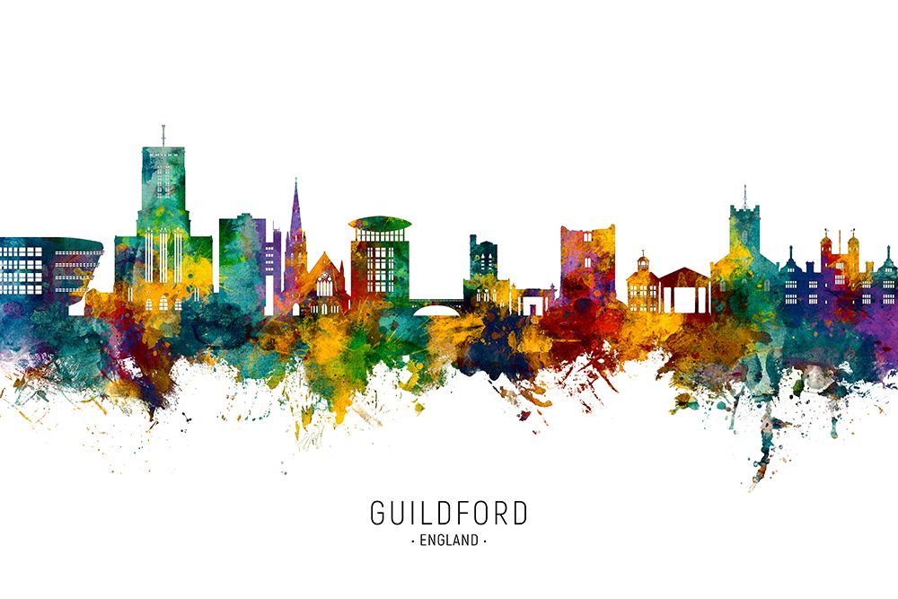 Guildford England Skyline art print by Michael Tompsett for $57.95 CAD