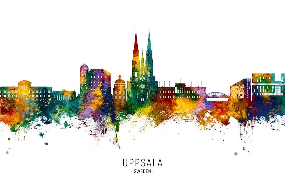 Uppsala Sweden Skyline art print by Michael Tompsett for $57.95 CAD