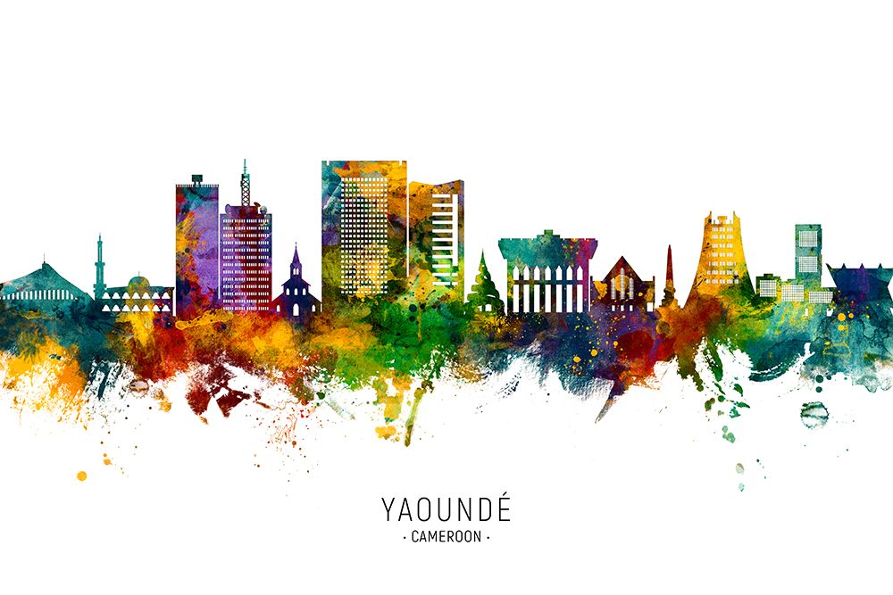 YaoundAc Cameroon Skyline art print by Michael Tompsett for $57.95 CAD