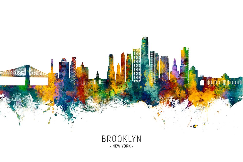 Brooklyn New York Skyline art print by Michael Tompsett for $57.95 CAD