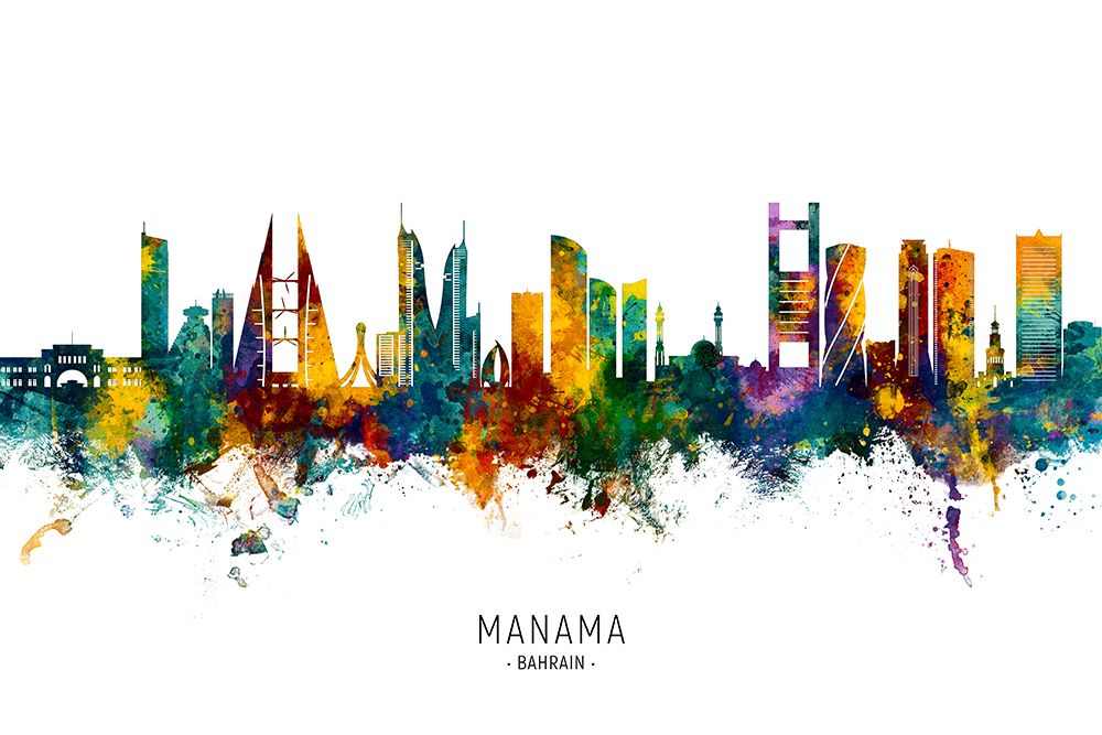 Manama Bahrain Skyline art print by Michael Tompsett for $57.95 CAD