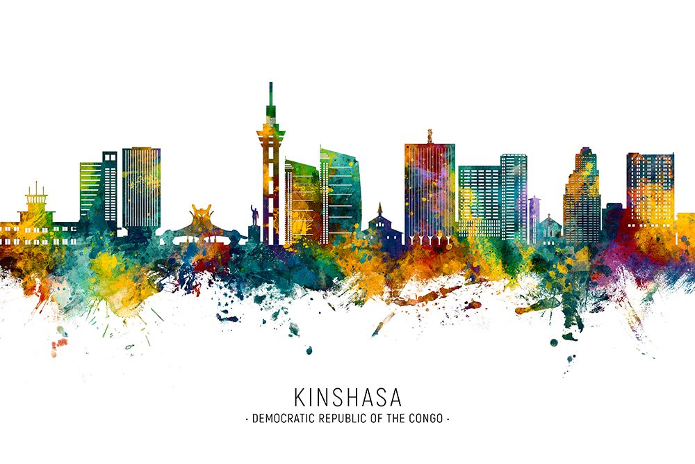 Kinshasa Democratic Republic of the Congo Skyline art print by Michael Tompsett for $57.95 CAD