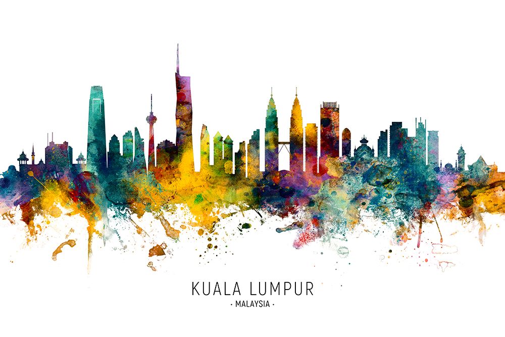 Kuala Lumpur Malaysia Skyline art print by Michael Tompsett for $57.95 CAD