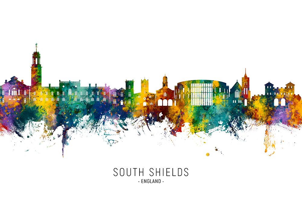 South Shields England Skyline art print by Michael Tompsett for $57.95 CAD