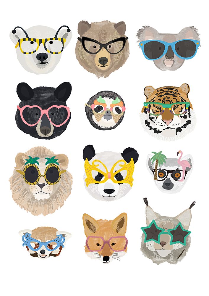 Big Cats in glasses print art print by Hanna Melin for $57.95 CAD