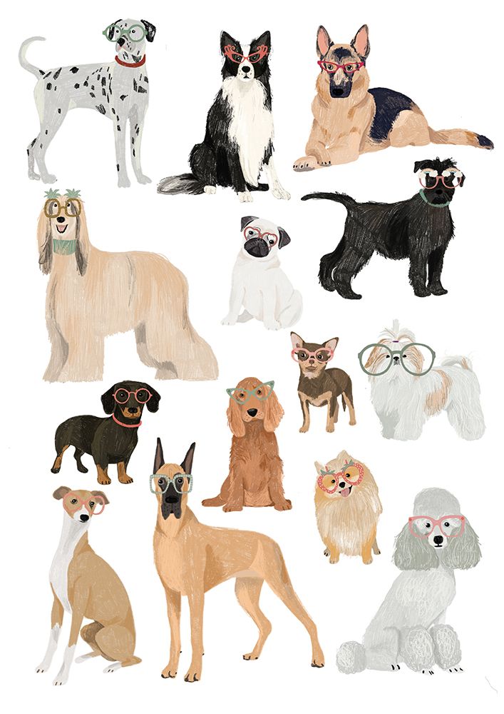 Dogs in glasses Print art print by Hanna Melin for $57.95 CAD