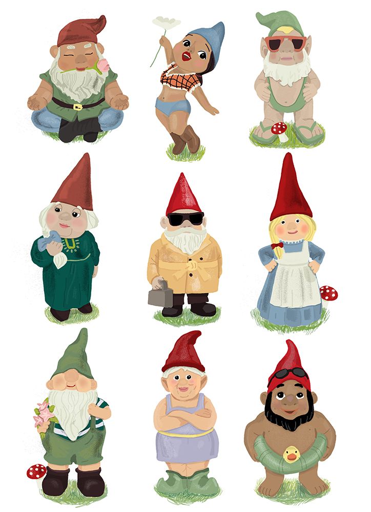Garden Gnomes art print by Hanna Melin for $57.95 CAD