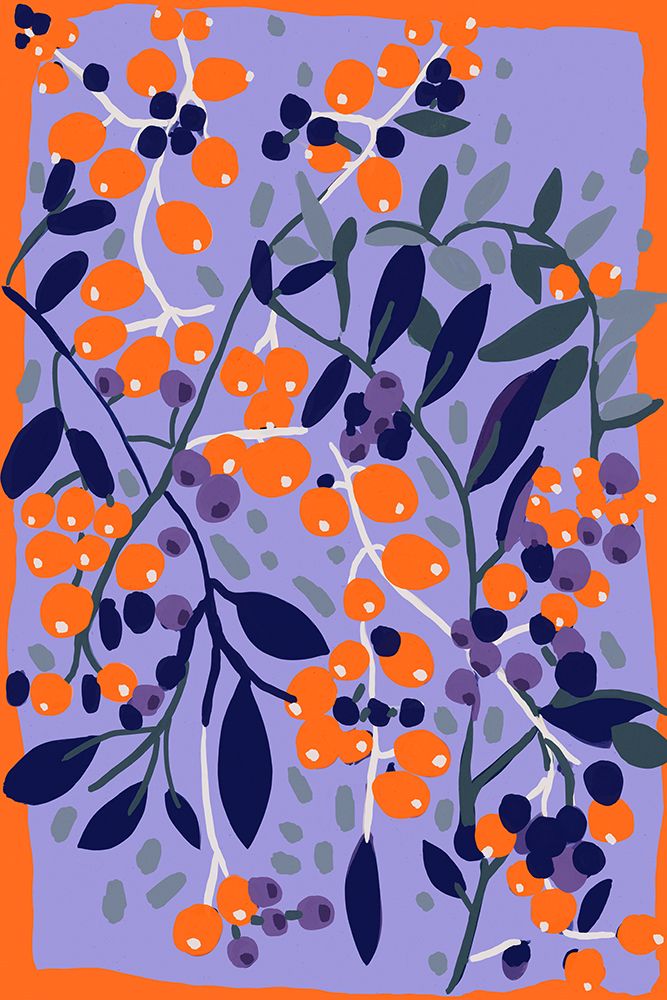 Blue And Orange Berries art print by Treechild for $57.95 CAD