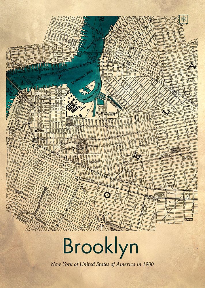 Brooklyn map art print by Dionisis Gemos for $57.95 CAD