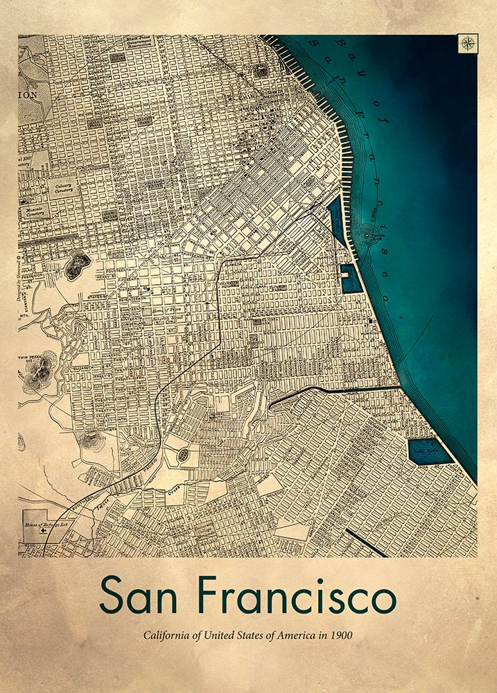San Francisco retro map art print by Dionisis Gemos for $57.95 CAD