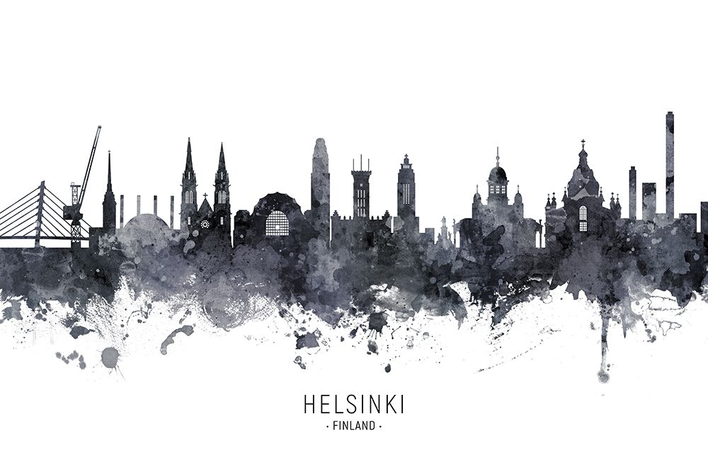 Helsinki Finland Skyline art print by Michael Tompsett for $57.95 CAD