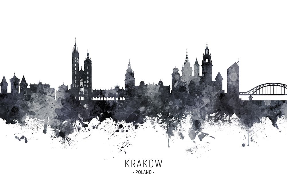 Krakow Poland Skyline art print by Michael Tompsett for $57.95 CAD
