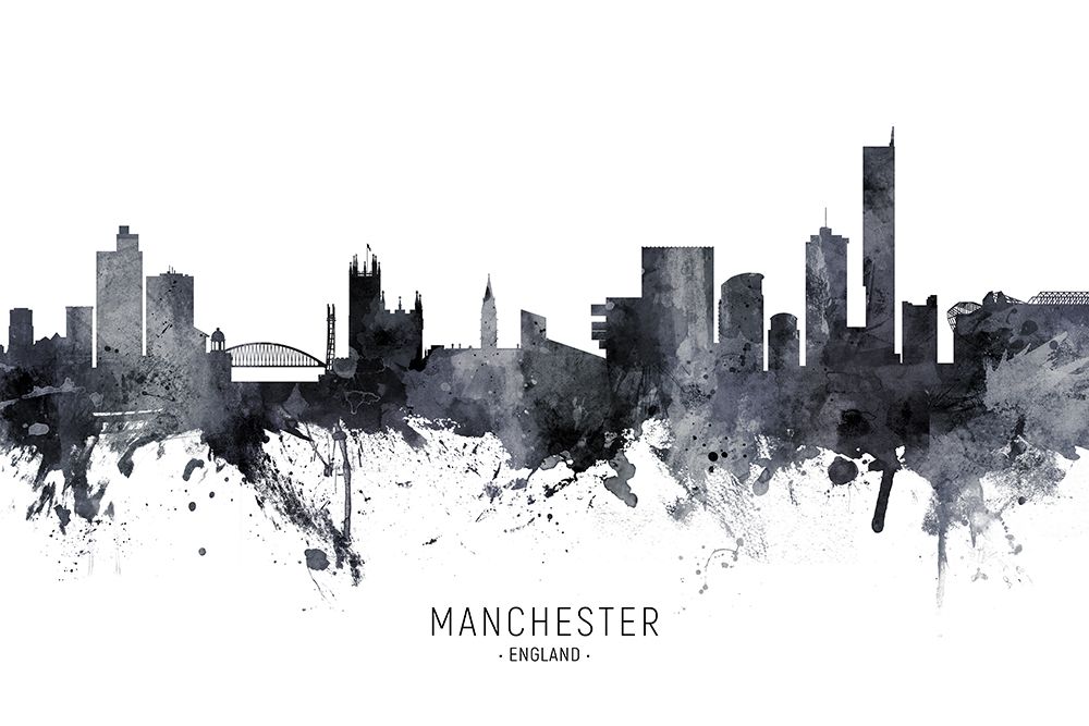 Manchester England Skyline art print by Michael Tompsett for $57.95 CAD
